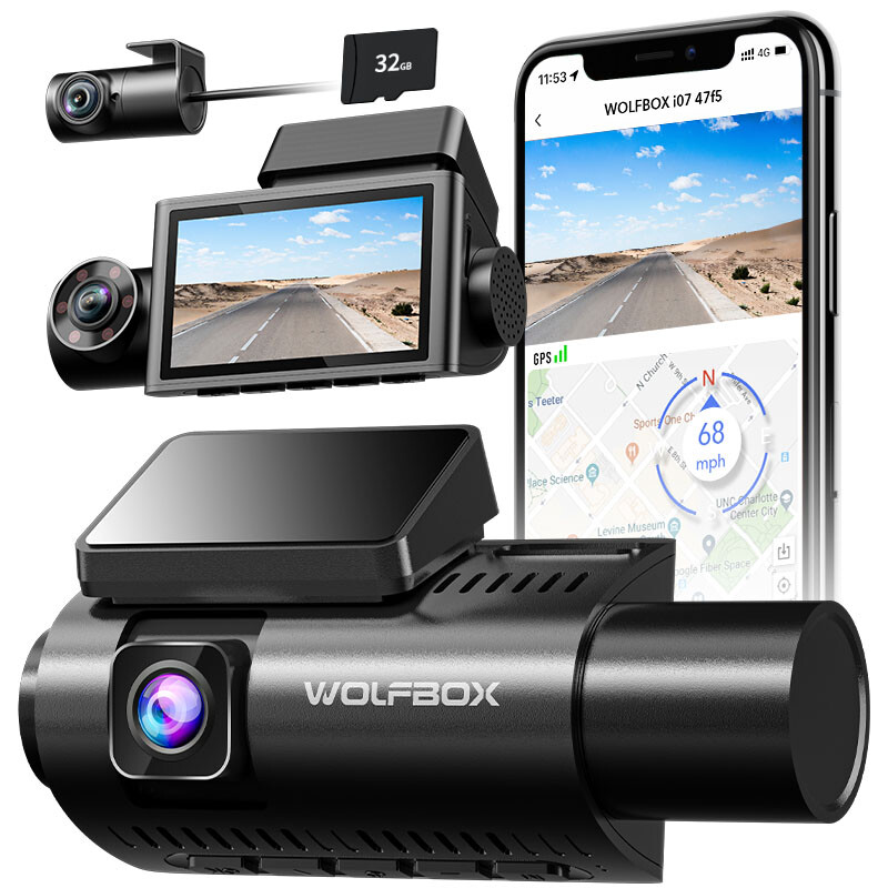 WOLFBOX I07 Dashcams For Cars Front and Rear 4k+1080P Dash Cam