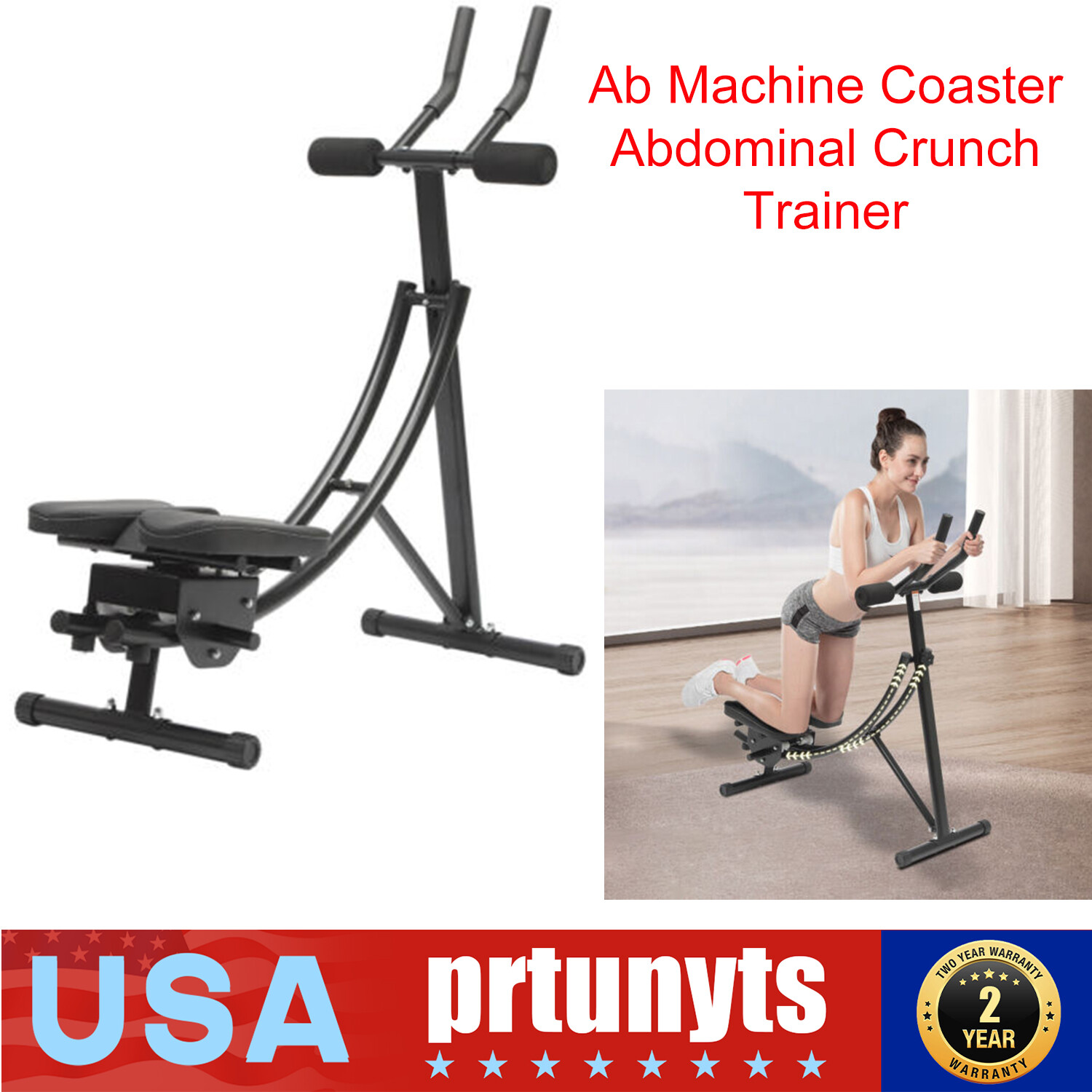 Ab Machine Coaster Abdominal Crunch Trainer fit Home Gym Core Workout Equipment