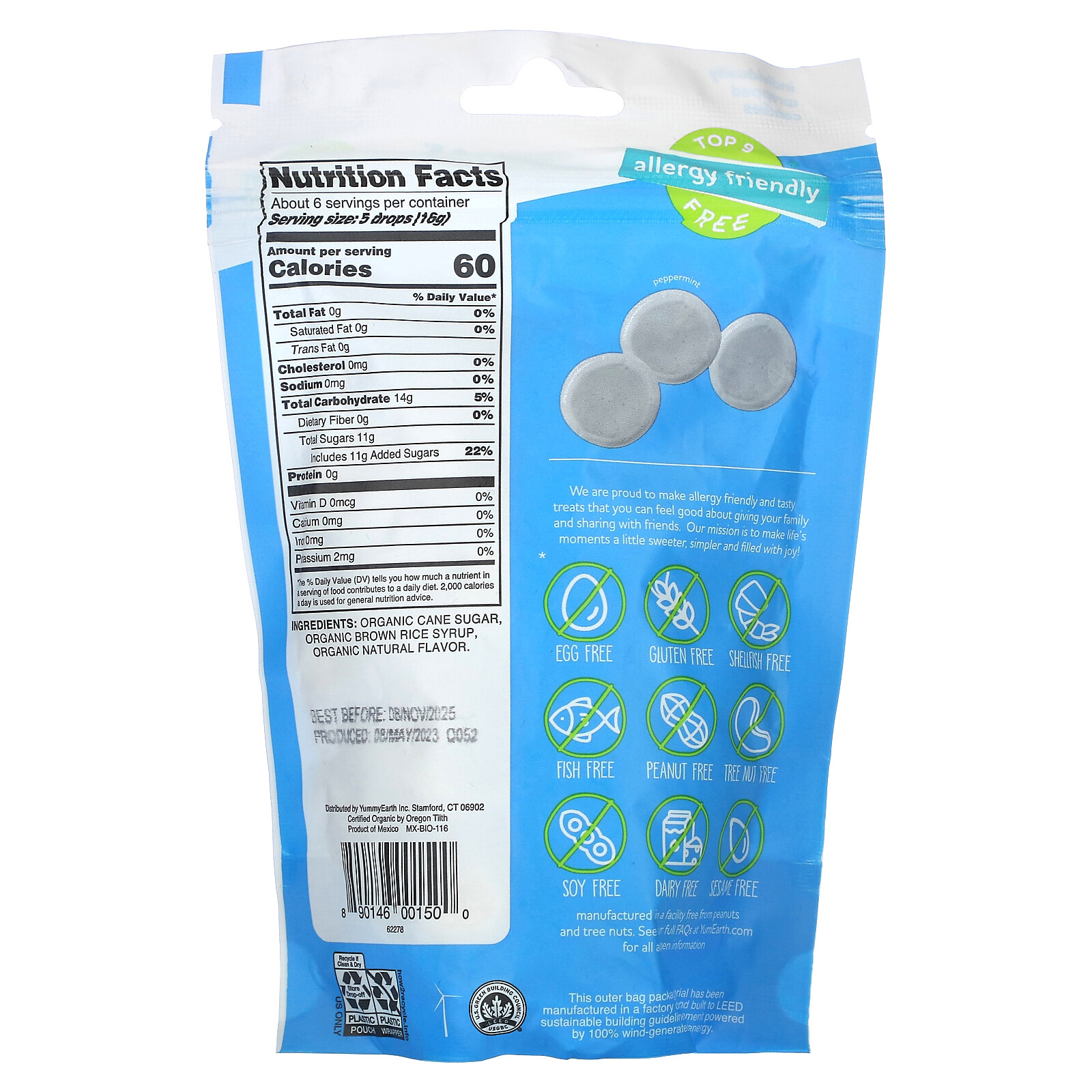 Organic Hard Candies, Peppermint, 3.3 oz (93.6 g)