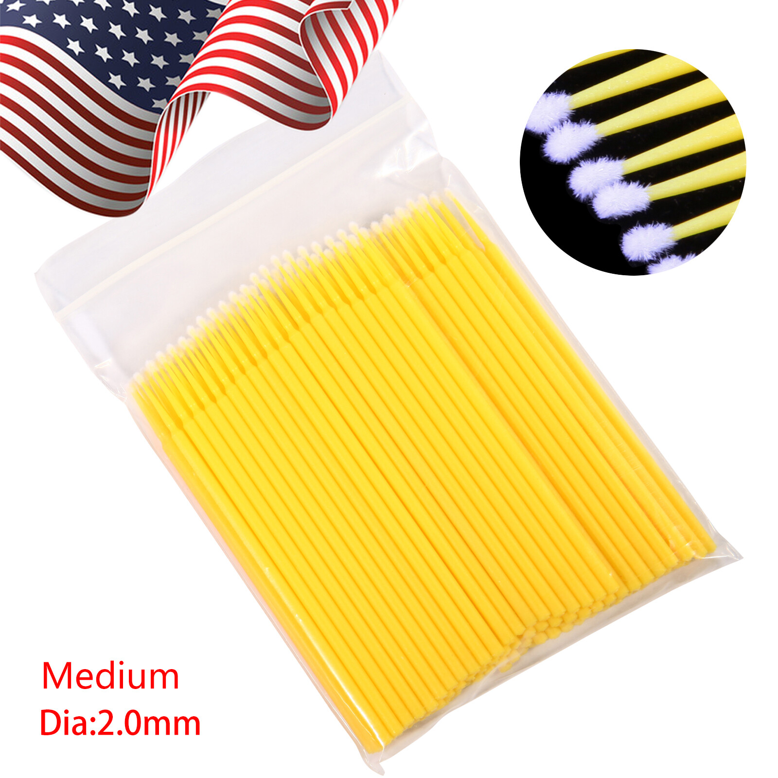 100*Dental Micro Brush Disposable Materials Tooth Applicator Eyelash Medium sl