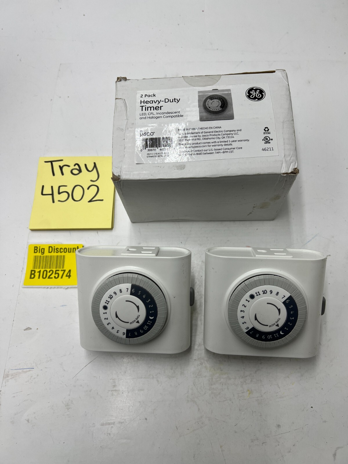 ( 2 pack) GE Jasco Heavy-Duty Timer, LED, CFL, 46211