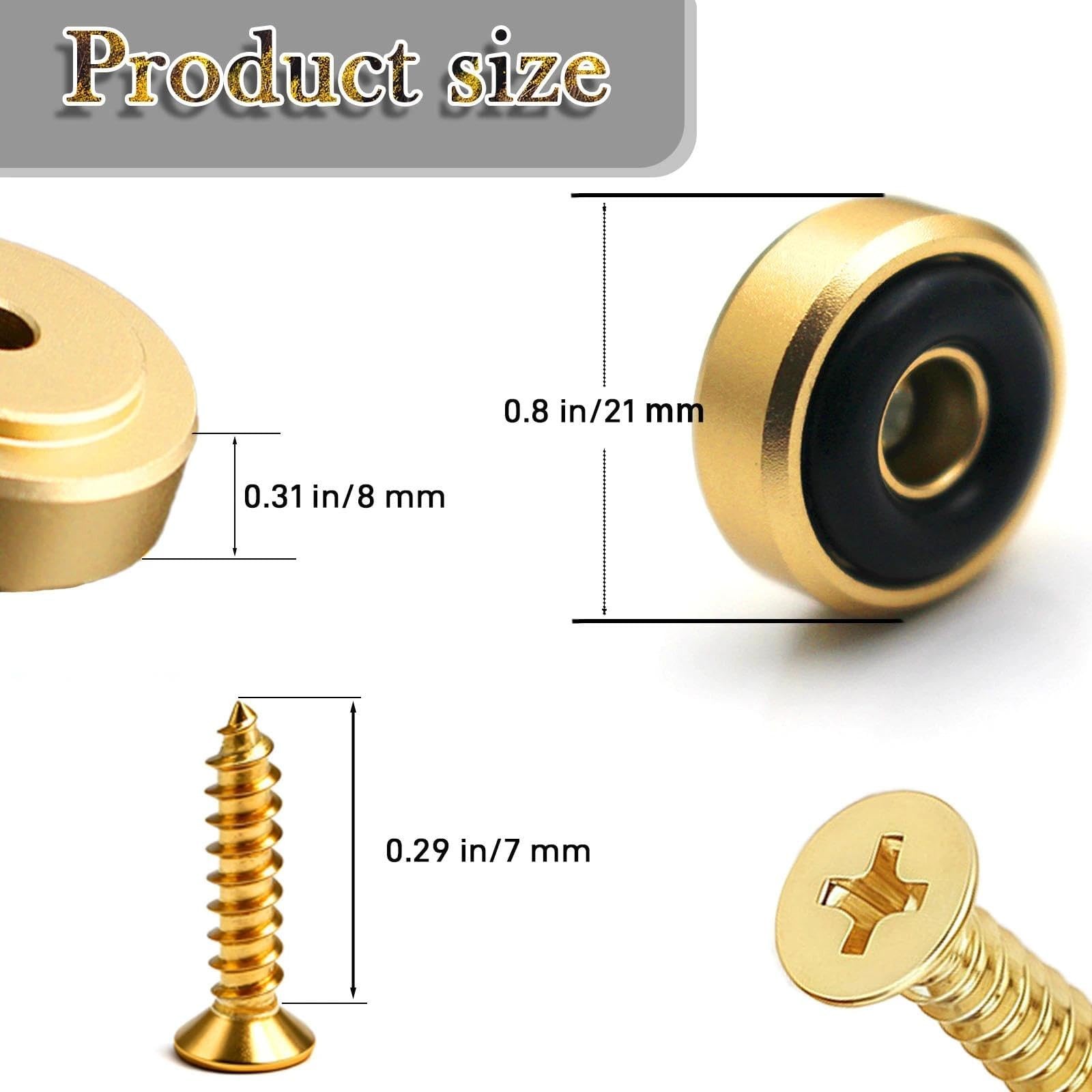 Brass Cutting Board Feet Set with Non-Slip Pads and Screws for Furniture
