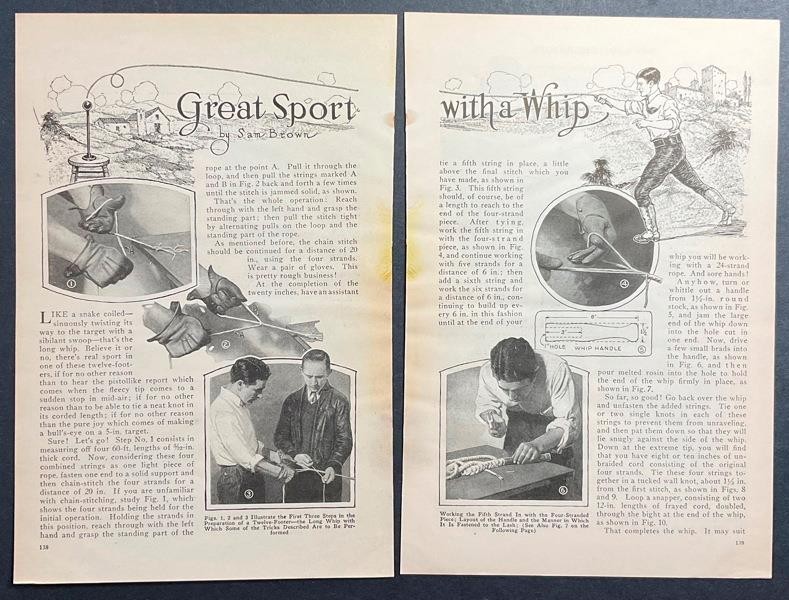 “Great Sport with a Whip” 1929 HowTo Make & Use PLANS TRICKS