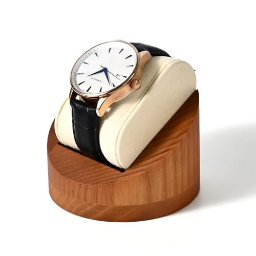 Solid Wood Single Watch Display Jewelry Watch Showcase Display Stand () Beige