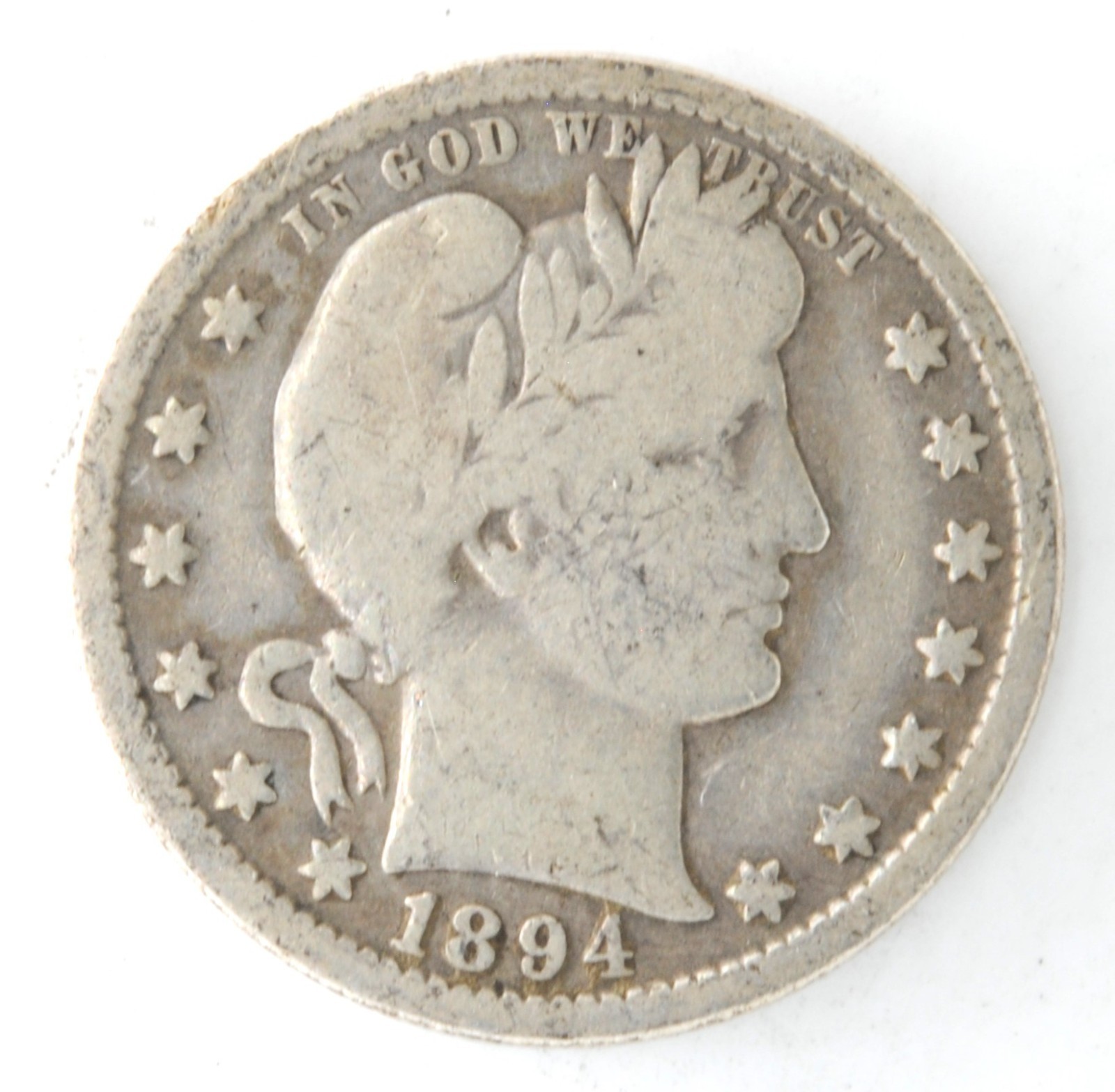 United States 1894-O Barber Quarter 25 Cents 90% Silver New Orleans Mint Coin