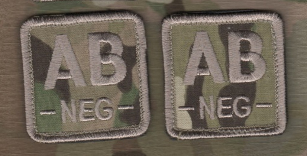 AFSOC PJ USMC RANGER FORCE RECON SEAL SFG JTF BLOOD-TYPE 2" vêlkrö 2-PC: AB NEG-
