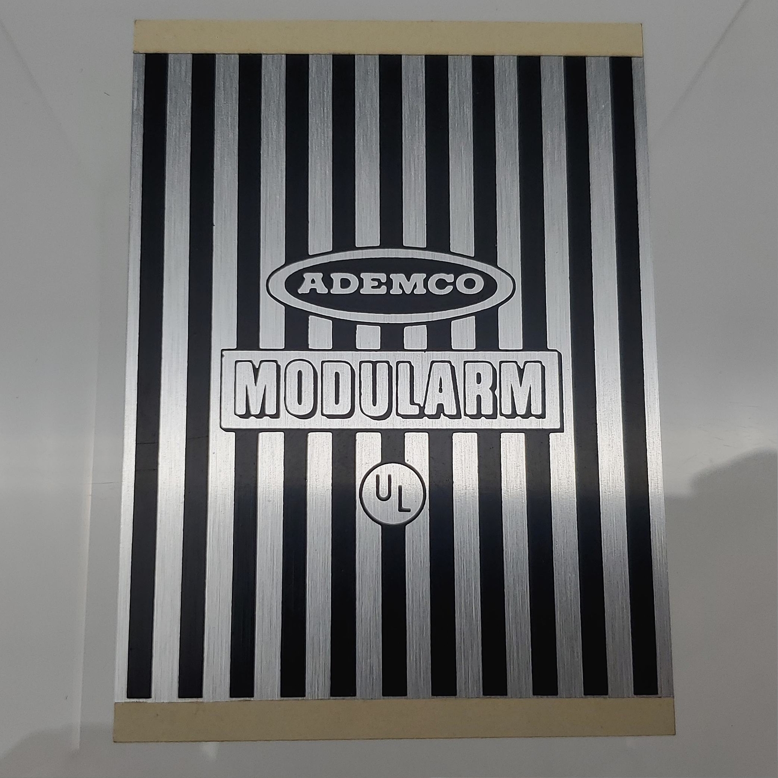 Ademco Modularm Nameplate 3-3/4"L x 2-3/4"W Brushed Chrome Pinstripe Design