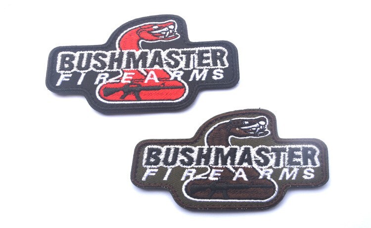2PCS BUSHMASTER FIRE ARMS AK-47 SNAKE TACTICAL EMBROIDERED HOOK LOOP PATCH