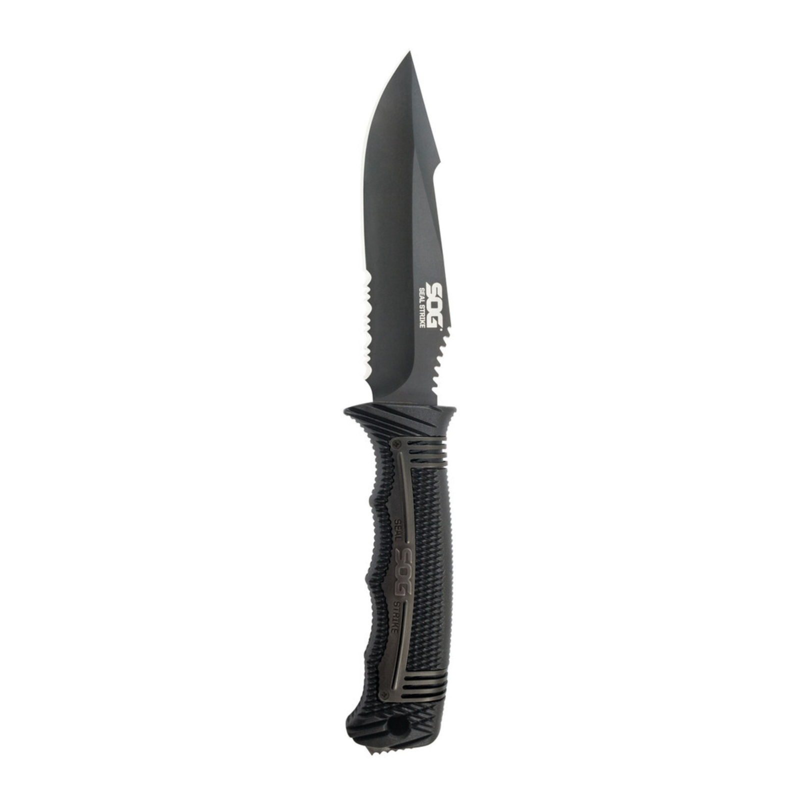 SOG Seal Strike Fixed Blade Partially Serrated with Hard Nylon Sheath Black