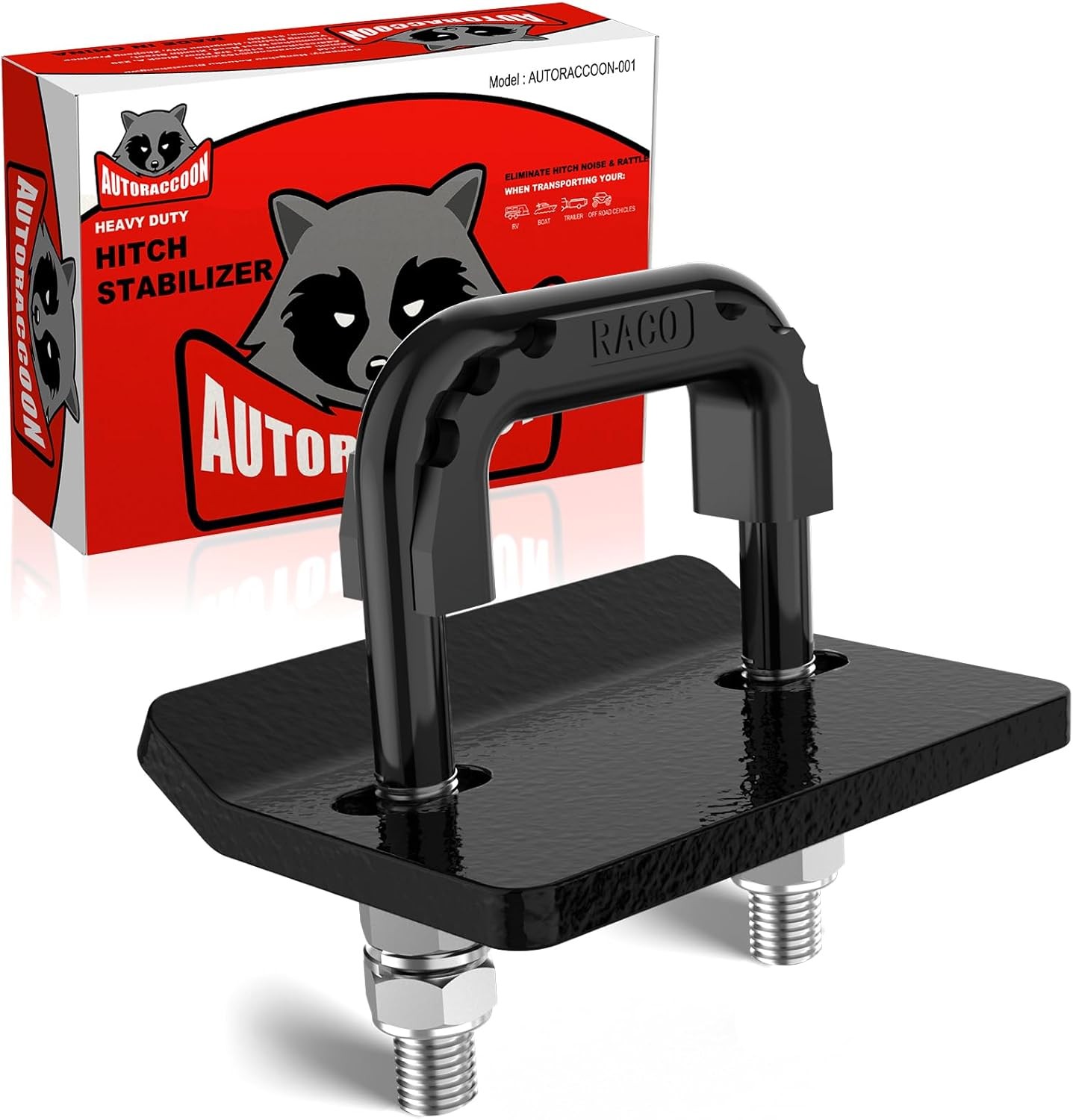 Hitch Tightener Anti-Rattle Clamp - Heavy Duty Stabilizer for Black