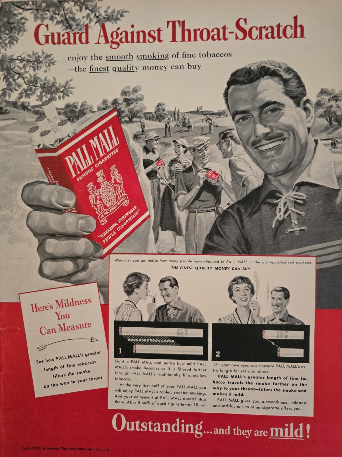 1953 Pall Mall Cigarettes Golfers golfing golf course vintage Ad