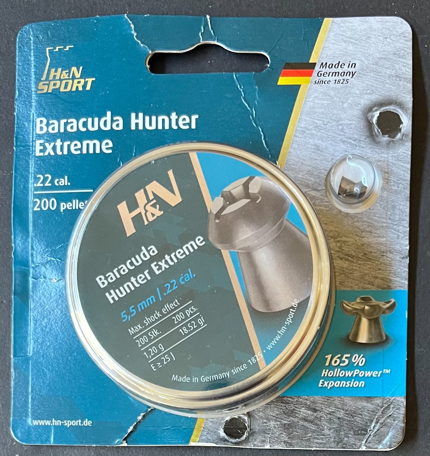 H&N Baracuda Hunter Extreme Hollow Point 5.5mm/.22 Cal Air Pellets-200 Ct READ