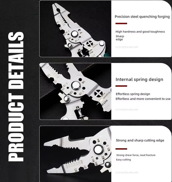 Multi-Function Wire Stripper Tester​​ 18 IN 1 Foldable Plier with Voltage Tester