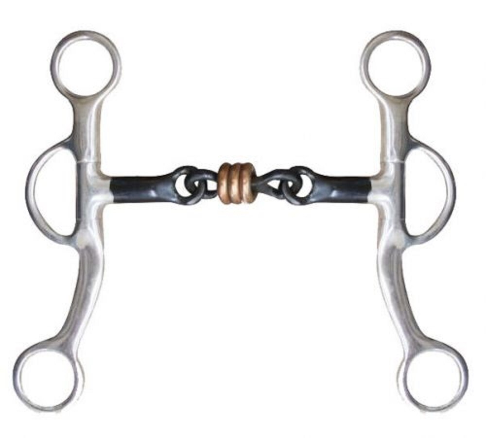 New! DOG BONE SNAFFLE BIT w/ 5" Sweet iron mouth 7" Swivel cheeks 3 Copper rings