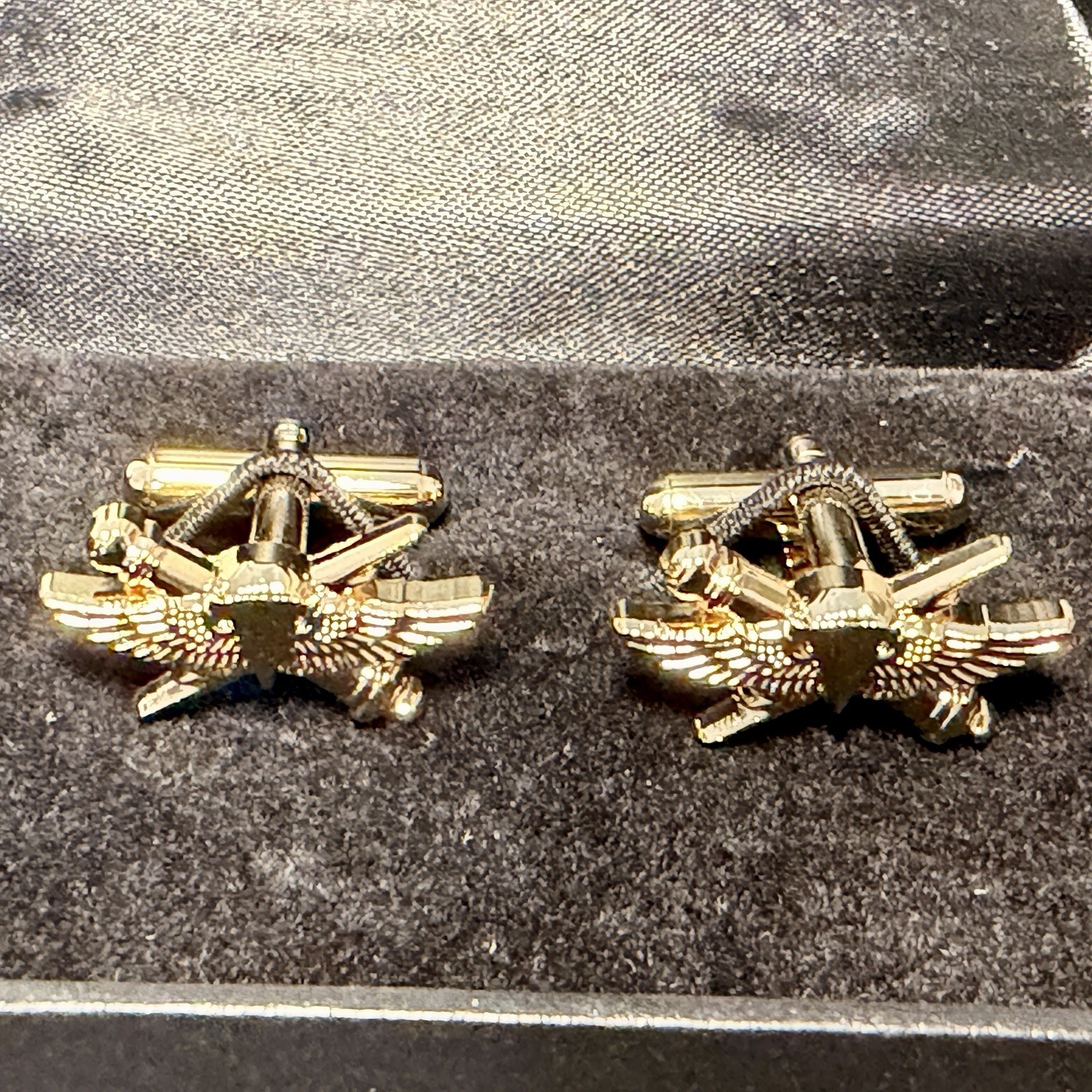 USMC ANGLICO Cuff Links Gold Tone Marine Corps Military Dress Formal
