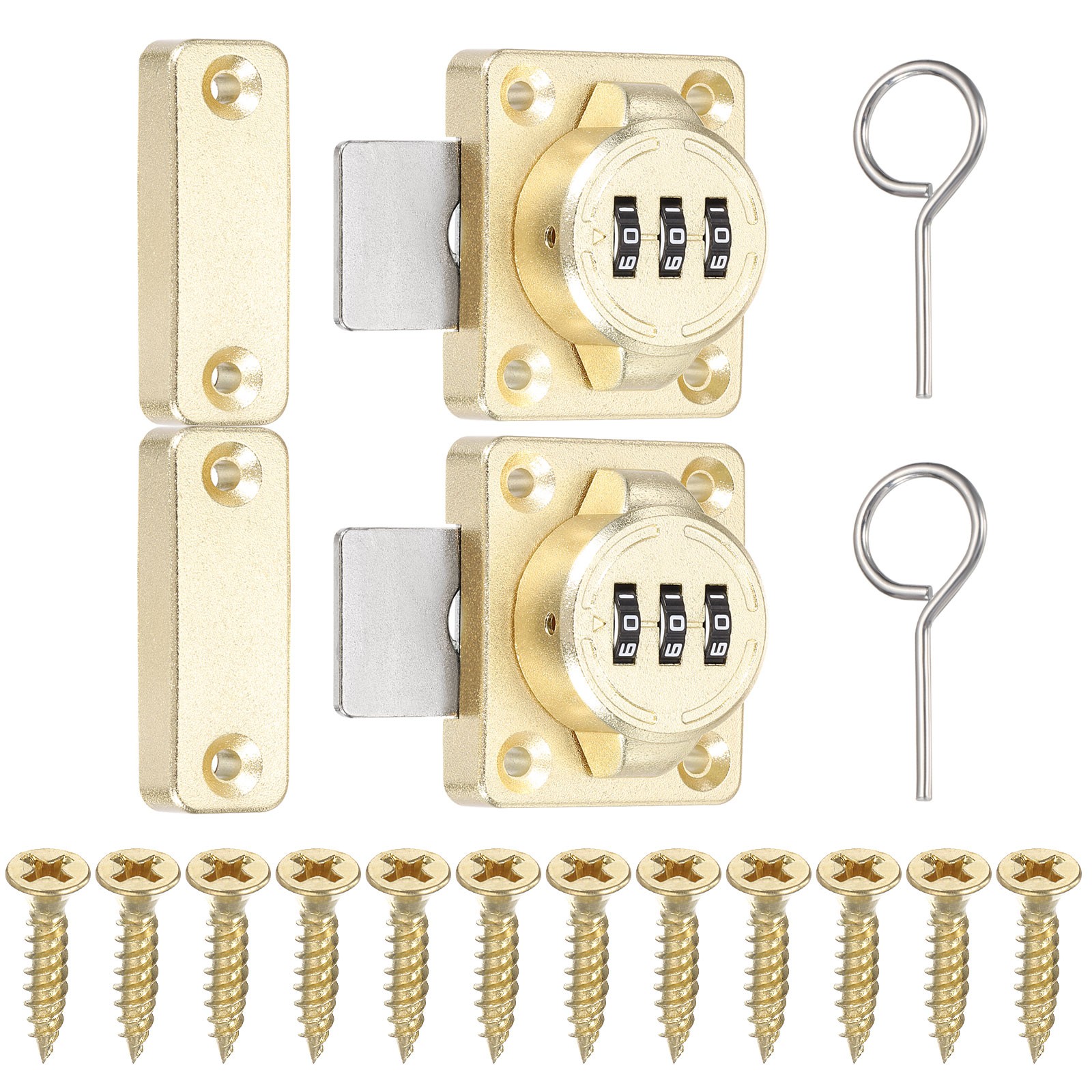 2 Pcs Combination Cabinet Latch Keyless Password Locks Gold