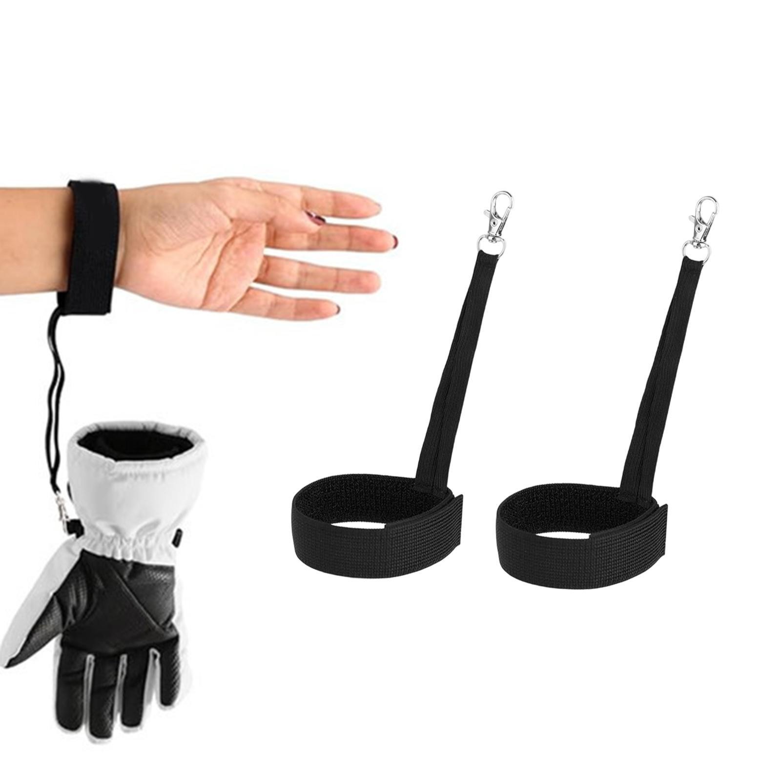 2 Pieces Ski Glove Straps Wrist Leash with Clips Anti Lose Portable Winter