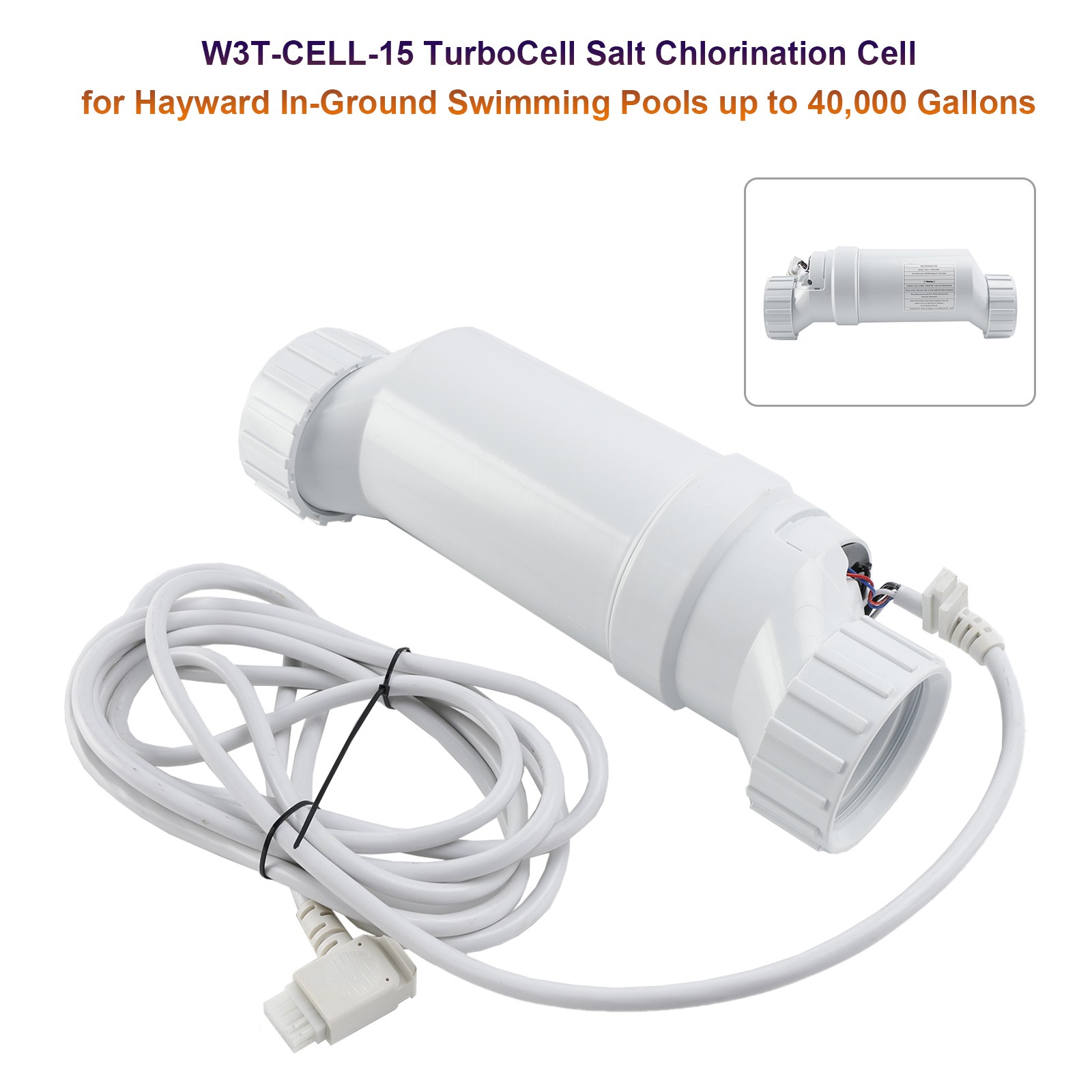 000 Gallons W3T-CELL-15 TurboCell Salt Chlorination Cell for Hayward up to 40 ..