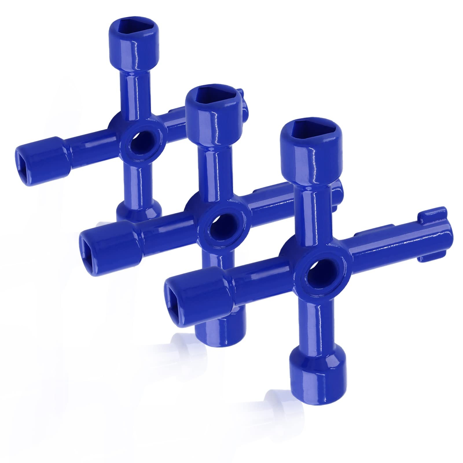 Waziaqoc 4-Way Multi-Functional Utilities Key (3 PACK), Zinc Alloy Blue
