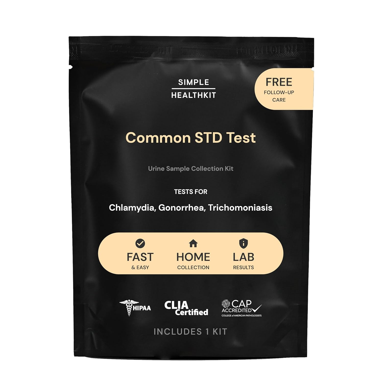 Simple Healthkit At-Home Common STD Test Kit for Chlamydia, Gonorrhea & Trichomo