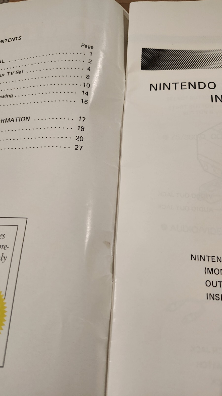 Nintendo NES Entertainment System Control Deck Instruction Manual 1986