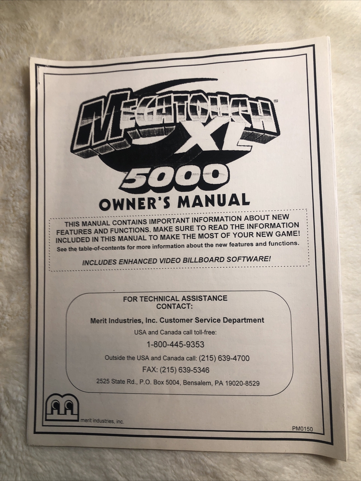 Megatouch xl 5000 Arcade Countertop Owners Manual Original
