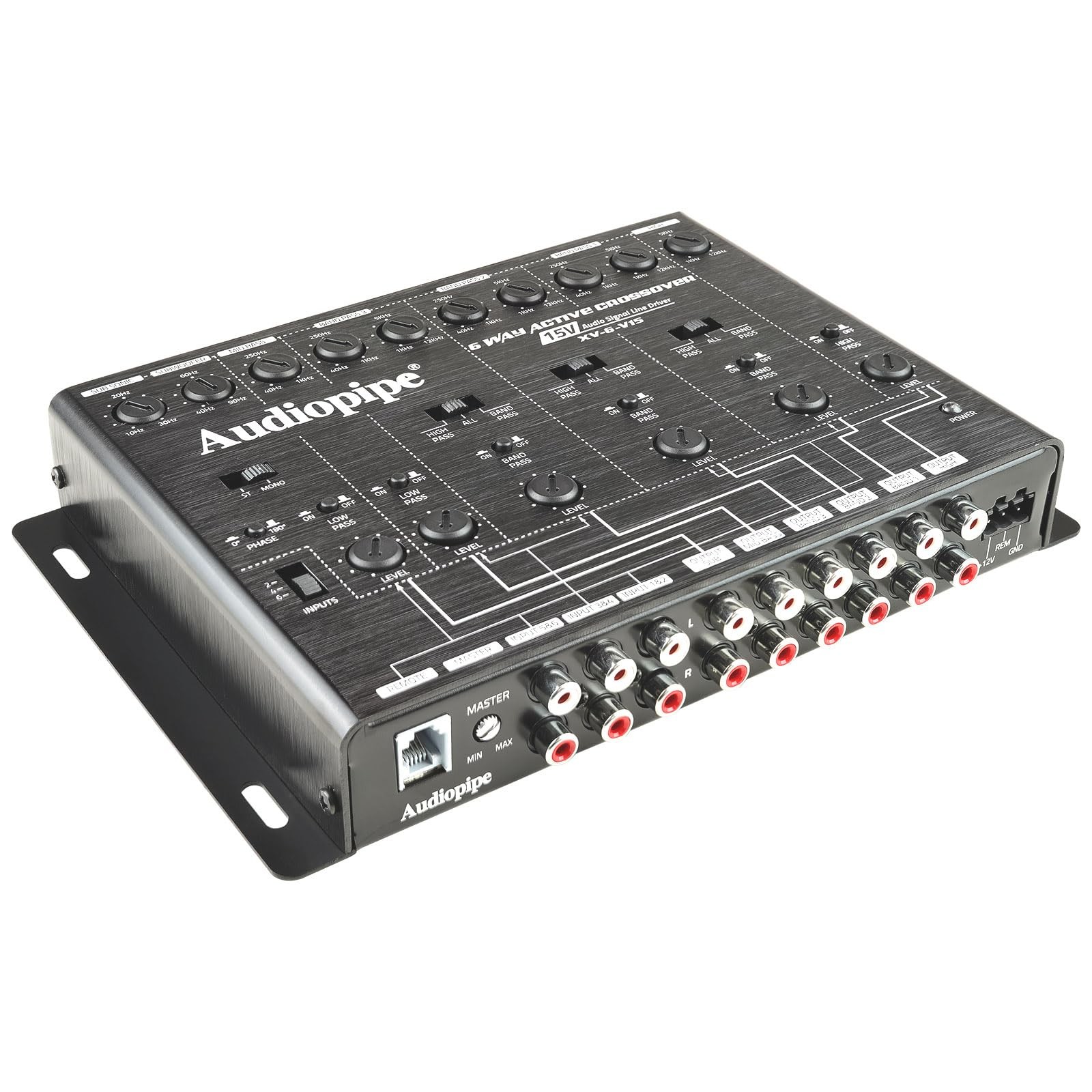 6-Way Active Crossover (XV-6-V15), Multiplier Switch, Compact, Power LED Indicat
