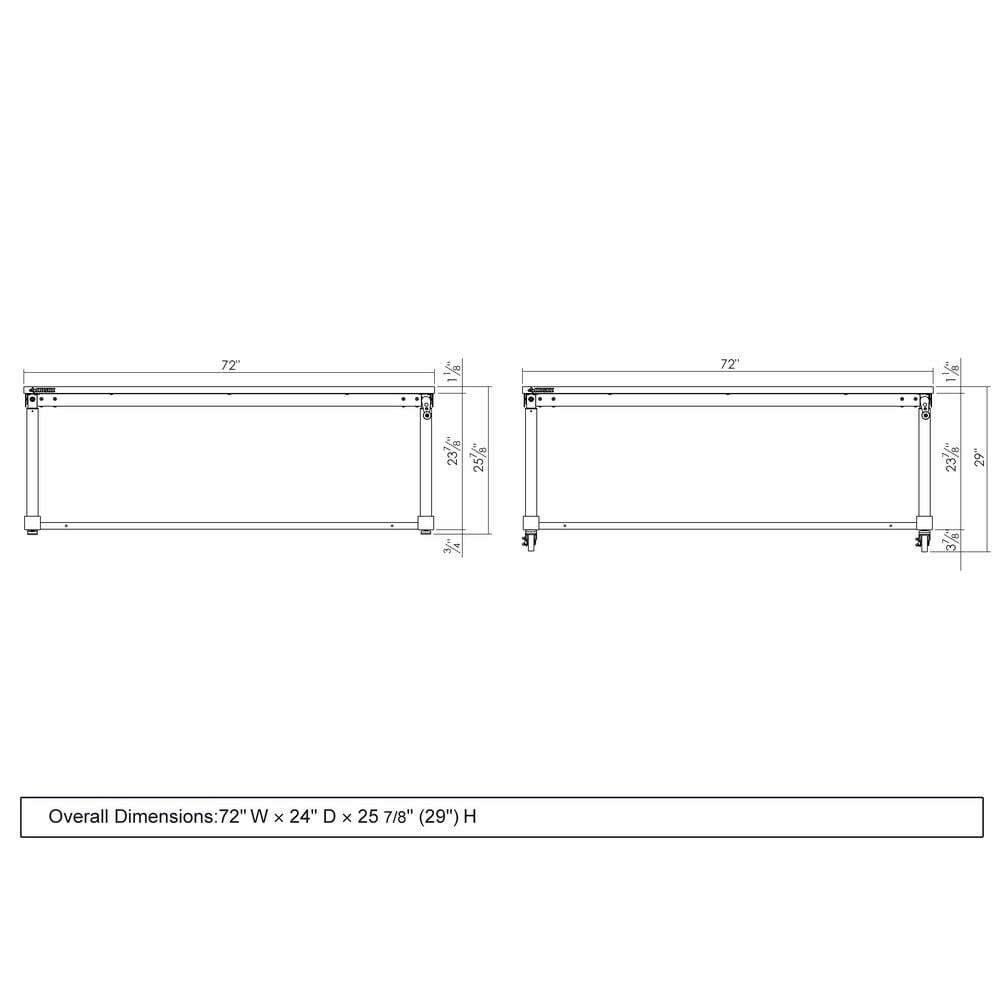 Work Table Black 72 in. Adjustable Height Steel Industrial