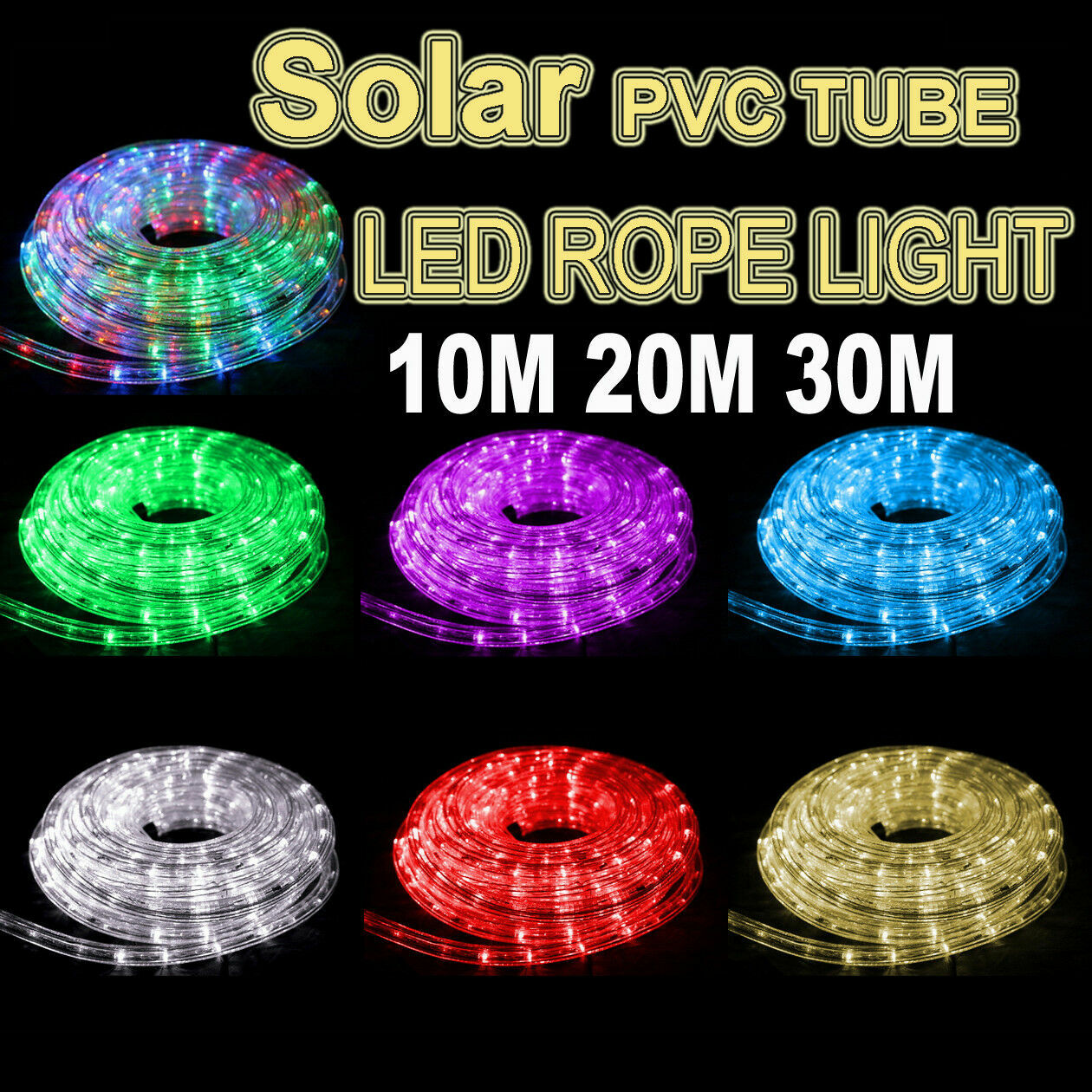 50~300 LED Solar Rope Tube Fairy Lights  String Waterproof Outdoor Garden Yard
