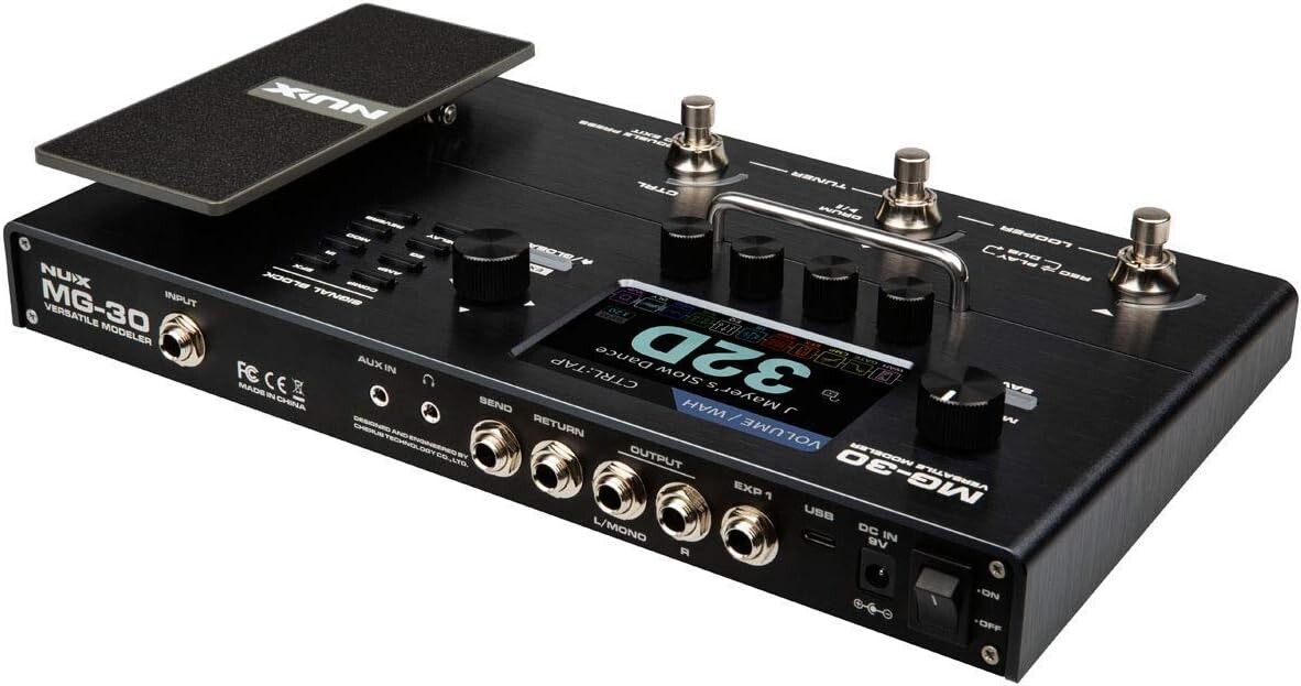NUX MG-30 Versatile Modeler Multi Effects Guitar Processor Pedal Bundle W/cables