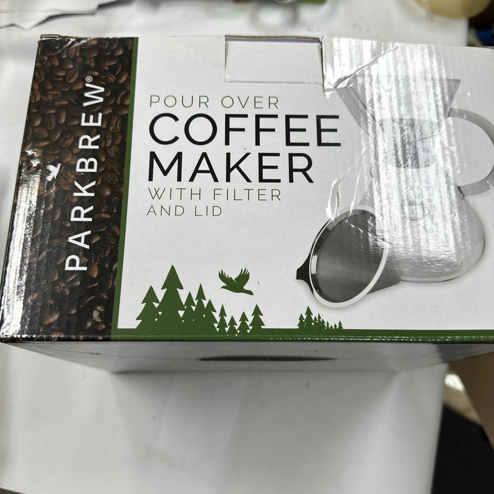 ParkBrew Pour Over Coffee Maker - set 1 - Glass Coffee Maker, Filter and Lid