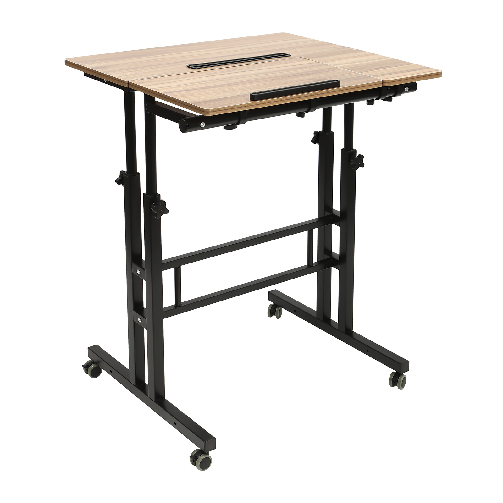 Rolling Laptop Desk Adjustable Height Computer Table Stand up Office Workstation