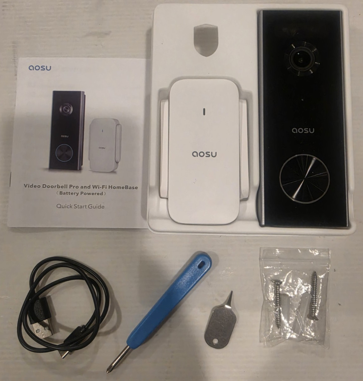 AOSU Video Doorbell Pro Wi-Fi HomeBase V8P1AX11 2K QHD Smart Camera Alexa Home