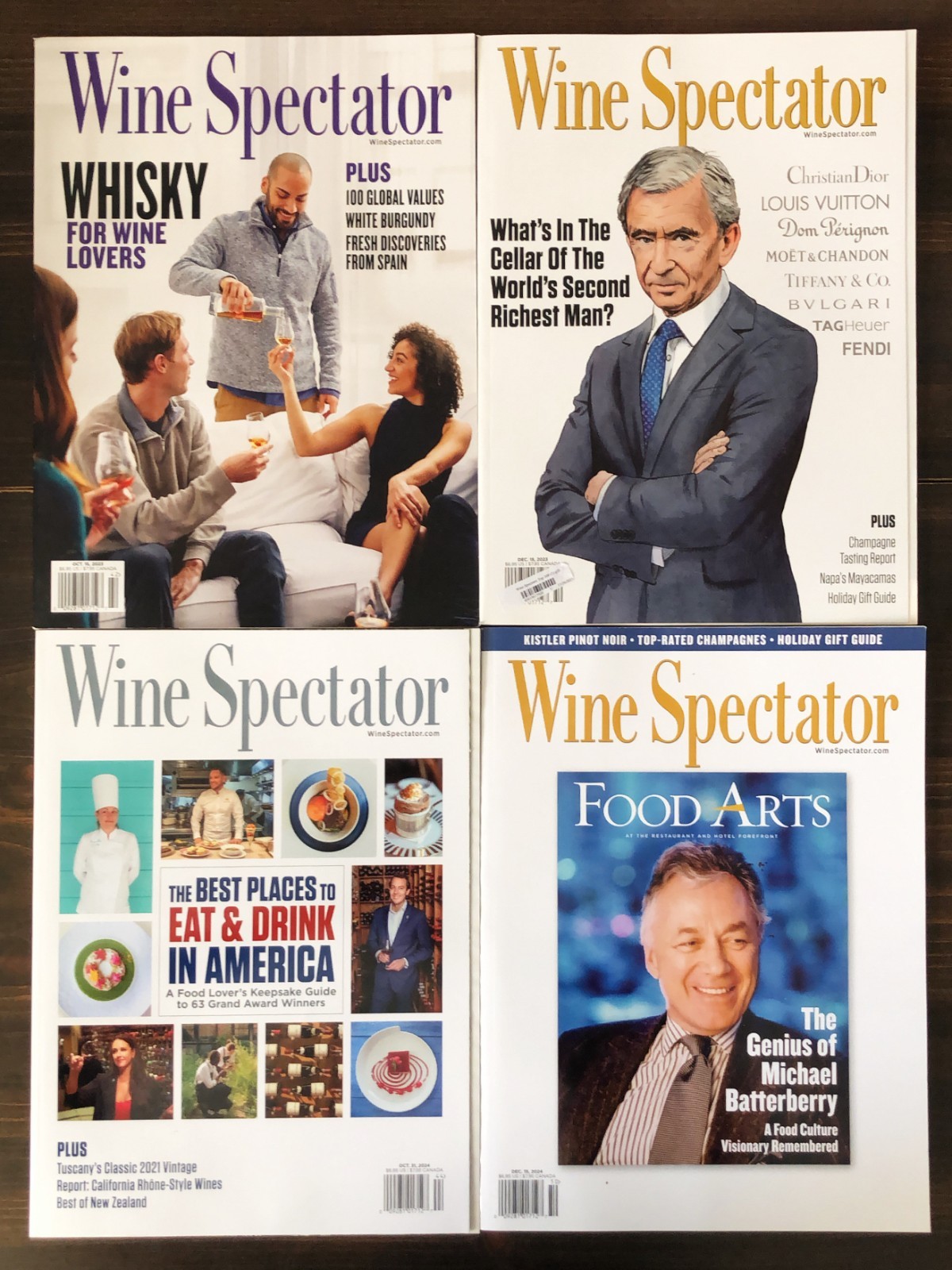 2023 / 2024  Wine Spectator Magazine - Lot of 4 (Oct, Dec 2023, Oct, Dec 2024)