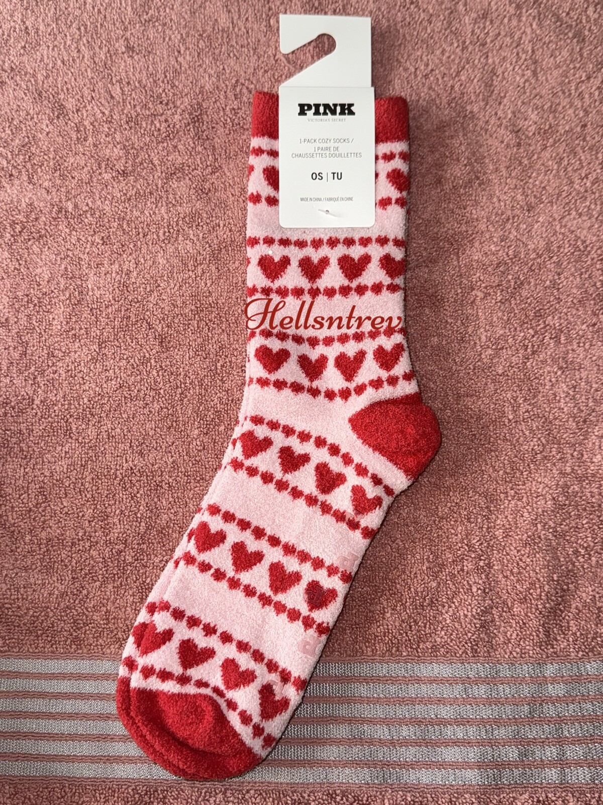 Victoria’s Secret Heart Print 1-PACK Valentines CREW SOCKS
