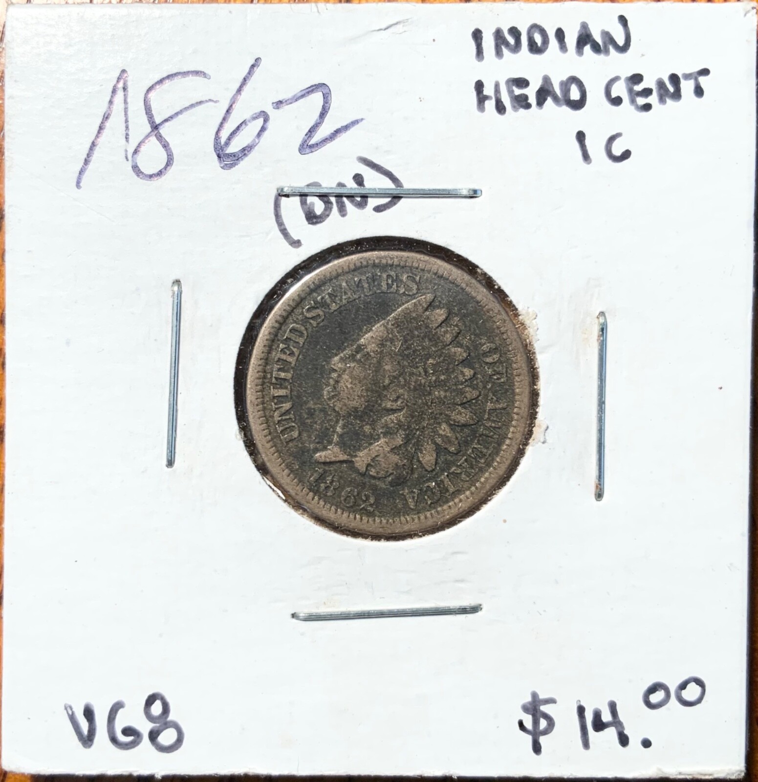 1862 United States Indian Head Cent 1c (BN)