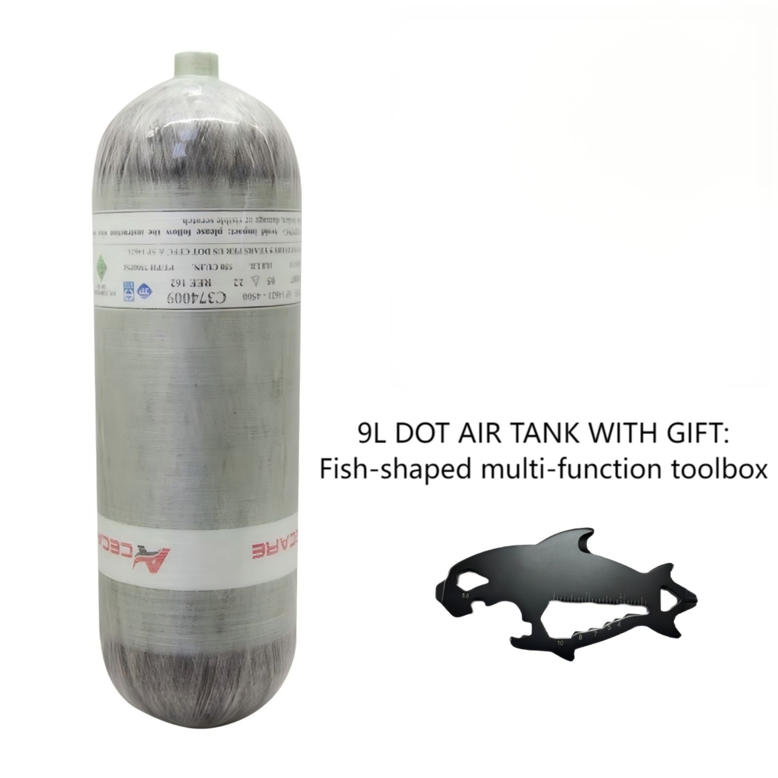 Acecare 9L dot PCP Air Tank 4500 psi 97CF Carbon Fiber Tank M18X1.5 w/ Toolbox