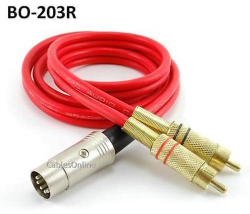 3ft 5-Pin DIN to 2-RCA Red Audio Cable, CablesOnline BO-203R