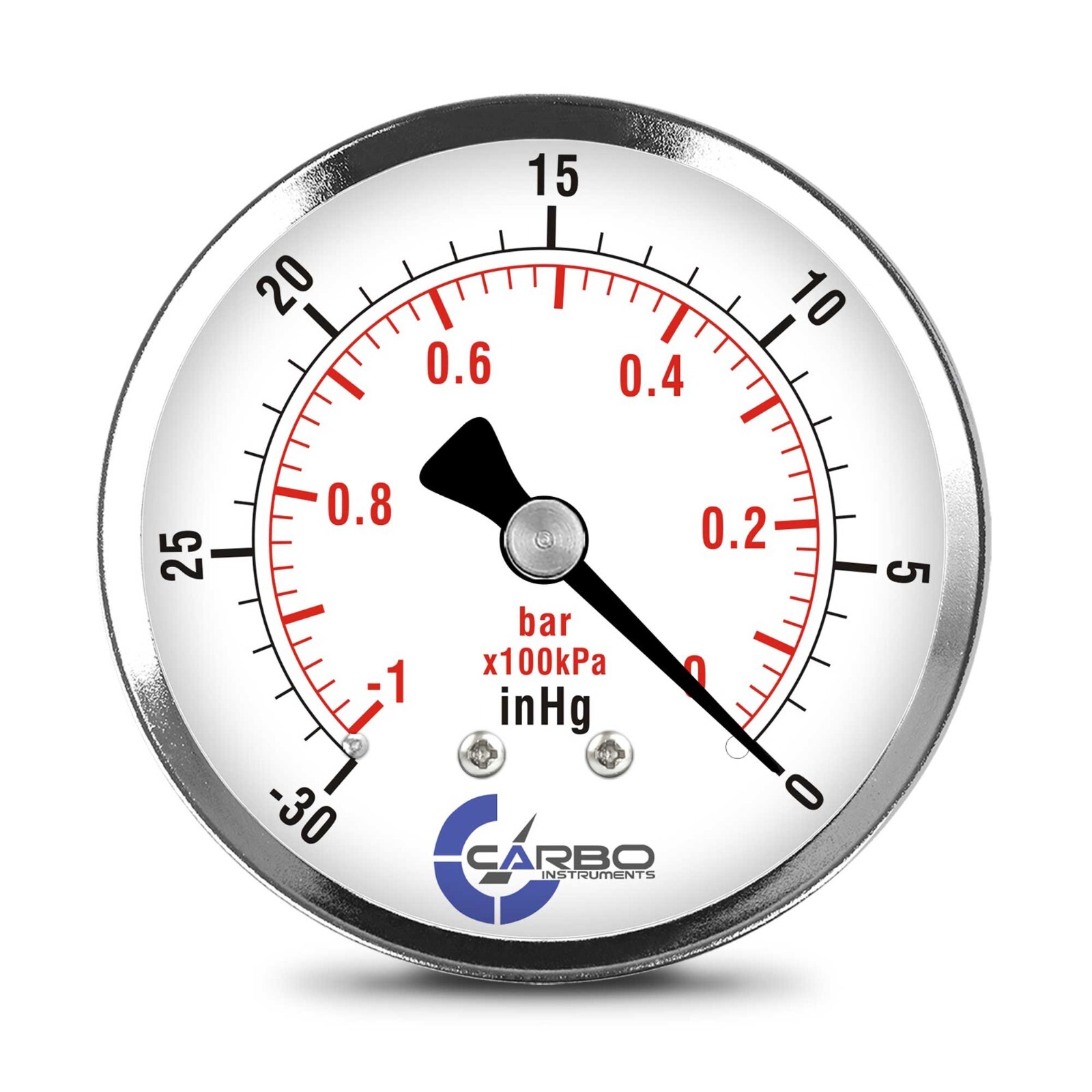 2-1/2" Vacuum Gauge - Chrome Plated Steel Case, 1/4"NPT, Back Mnt. -30 inHg/0