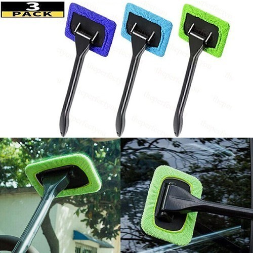 3 Pack Window Windshield Cleaning Tool Microfiber Car Wiper Cleaner Glass Brush