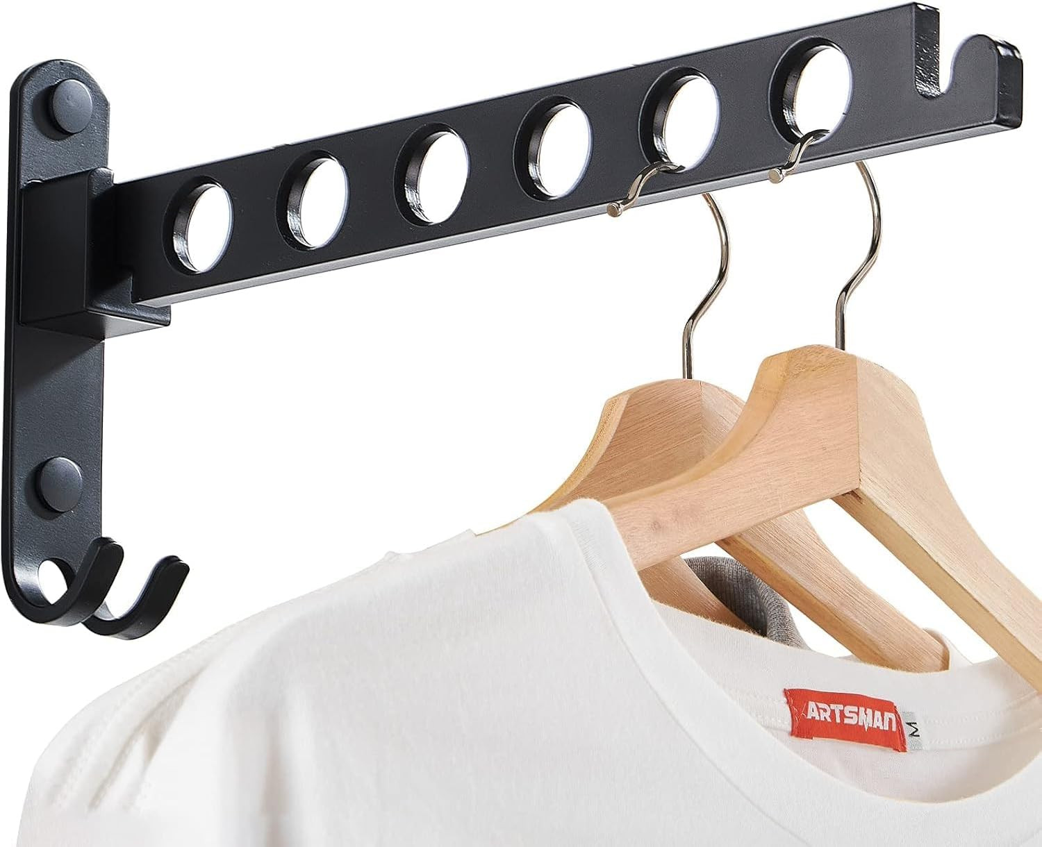 Retractable Folding Wall Mounted Clothes Hanger Rack Clothes Storage Organizer L
