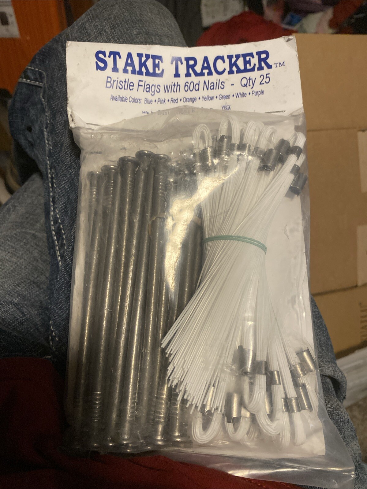 Stake Whiskers 6" White 1-25 piece bundle with 60D nail For Survey Construction