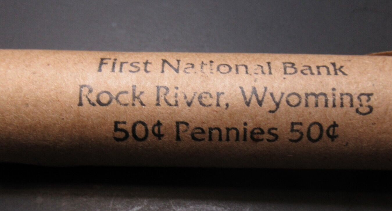 NICE 1878 WITH INDIAN HEAD TAILS PENNY ROLL ROCK RIVER BANK WYOMING R-326