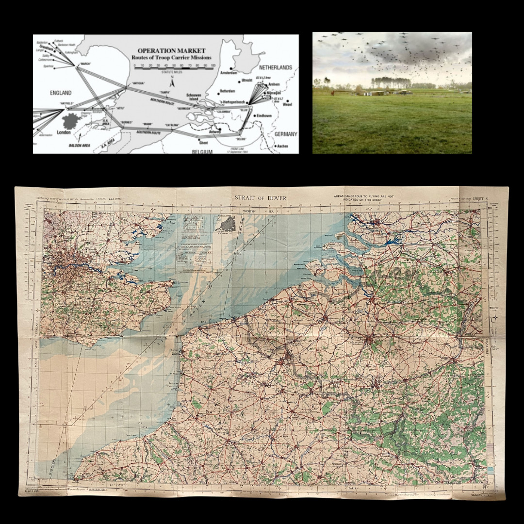 RARE WWII R.A.F. (WAR) Operation Market Garden Southern Route Air Navigation Map