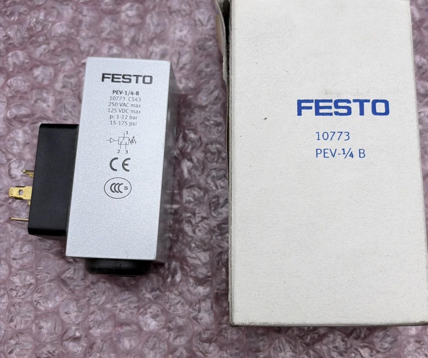 FESTO PEV-1/4-B 10773 PLC Pressure Switch 24VDC *New in box*