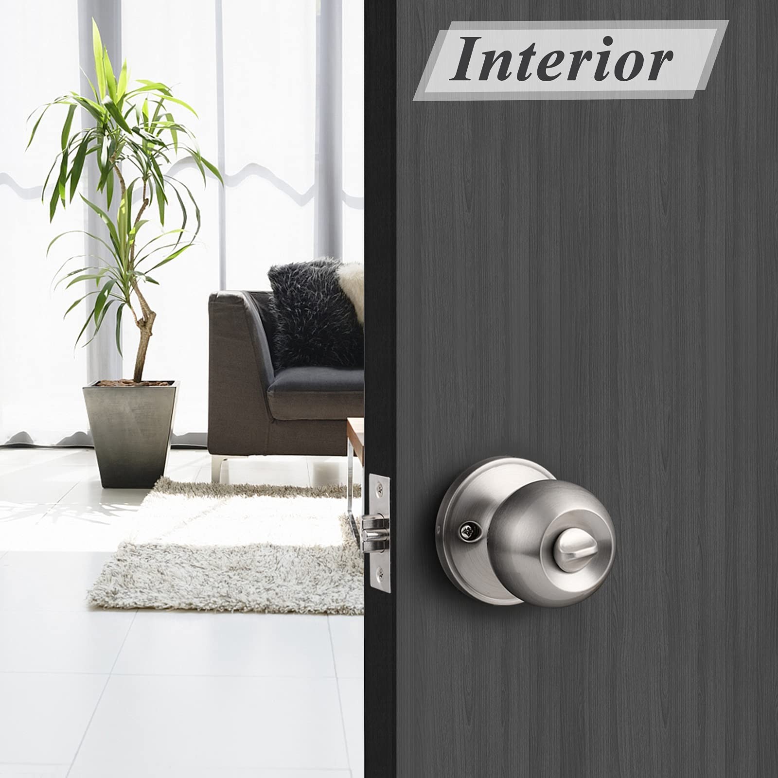 Probrico (2 Pack Keyed Alike Door Knobs Combo Pack, Brushed Nickel Ball...