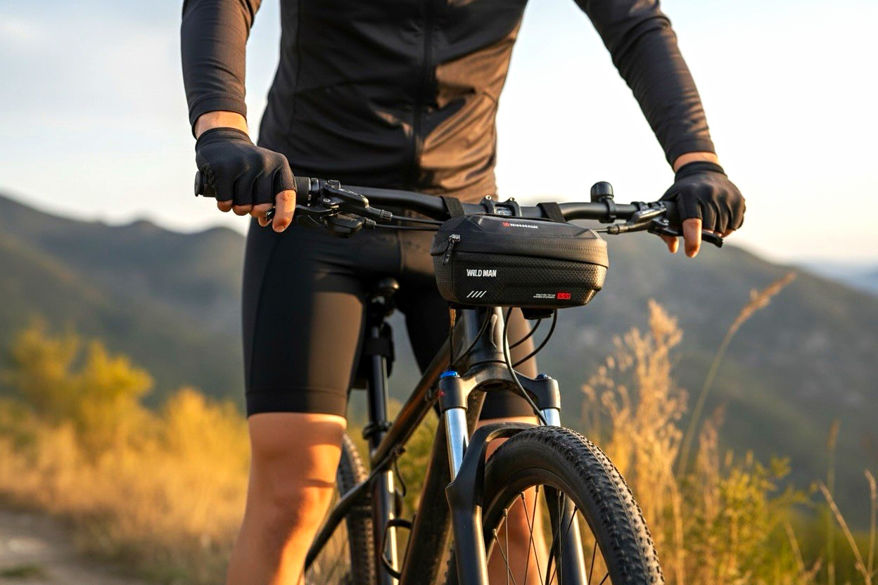 WILD MAN X 2 Handlebar Bag EVA Water Resistant Phone Holder Black
