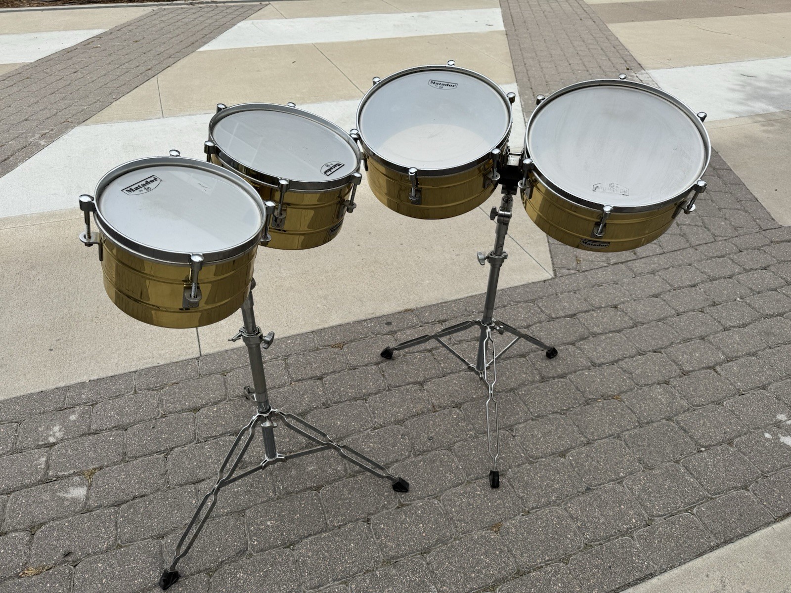 LP MATADOR TImbale Set BRASS VINTAGE 10 12 15 16 cowbell AfroBells STANDS #AJ3