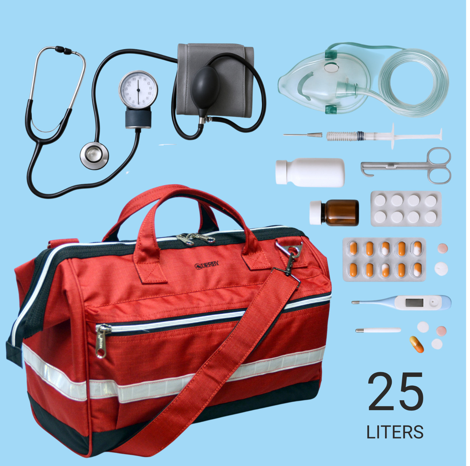DERBY Medical Bag for Nurse Doctor EMT First Aid Kit for Home Visit or Ambulance