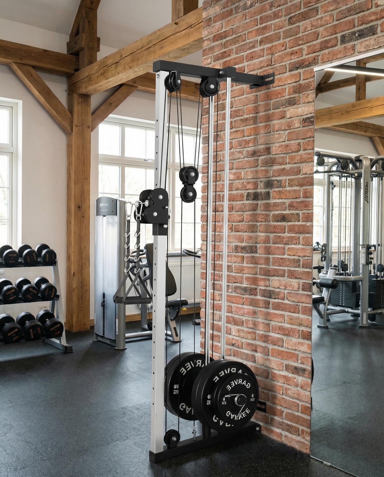 Wall Mount Cable Station LAT Pulldown Machine w/19 Positions Dual Pulley System
